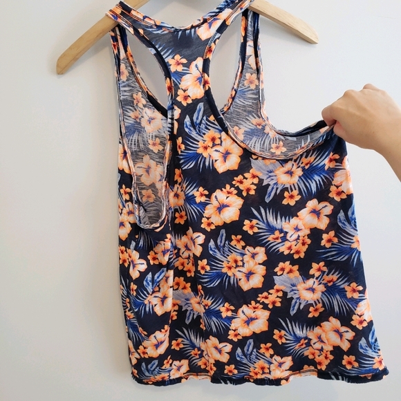 Victoria's Secret PINK Floral Tank Top Sleevelesss Flowers Blue Summer Vacation - Picture 2 of 5